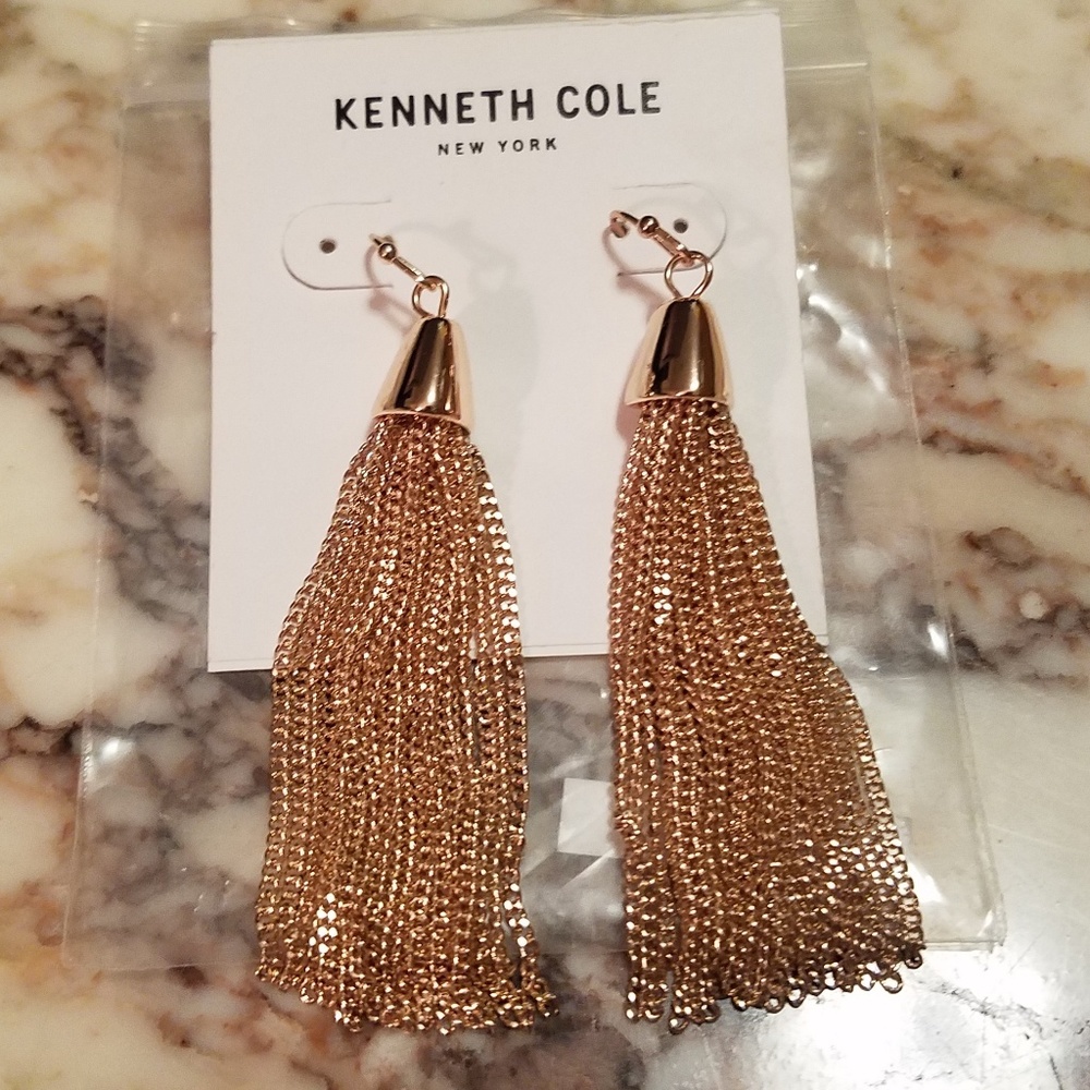 Kenneth Cole rose gold tone chain drop earrings